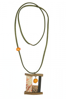 Bijou en graines naturelles : Collier modèle BAOBAB Orange 0