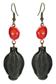 Bijou en graines naturelles : Boucles d'oreilles modèle SONORA Rouge 0